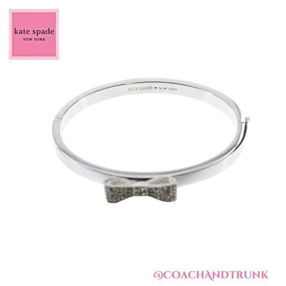 NWT KATE SPADE Ready Set Bow Silver And Pave' Bangle Bracelet - Picture 5 of 6